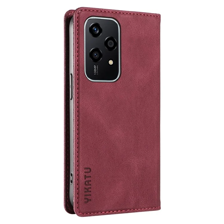 YIKATU YK-004 For Honor 200 Lite Leather Cover Skin-Touch Wallet Phone Cases Wholesale - Wine Red