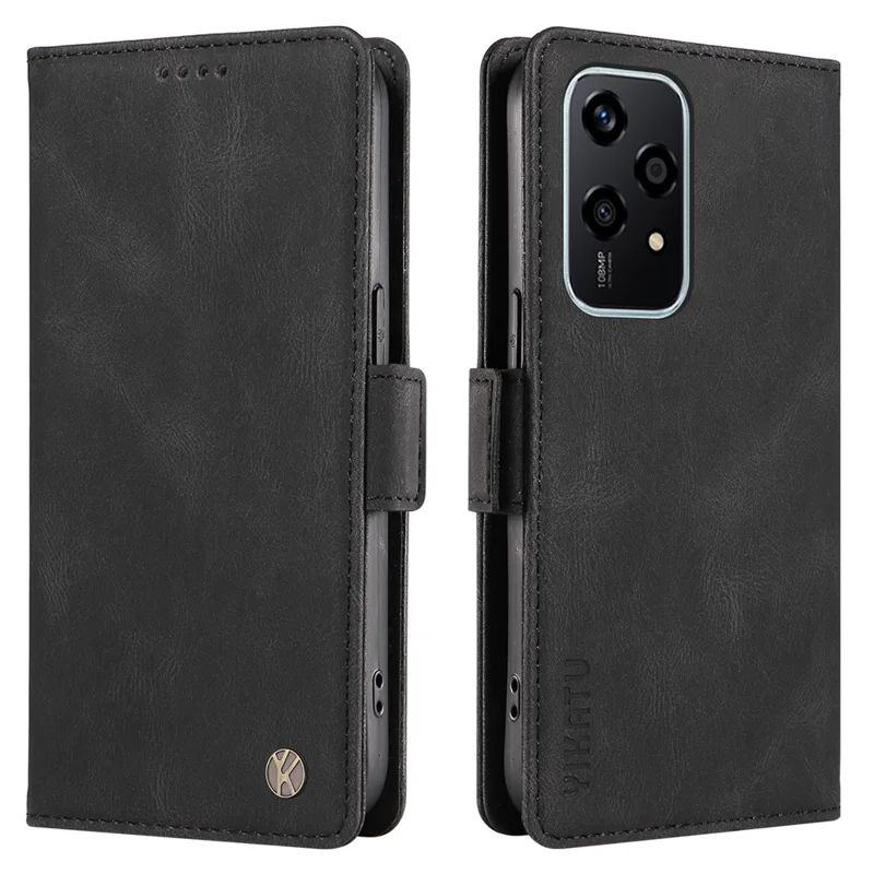 YIKATU YK-005 Para Honor 200 Lite Case Porta-Cartões Pele-Toque Capa de Telefone de Couro Magnética - Preto
