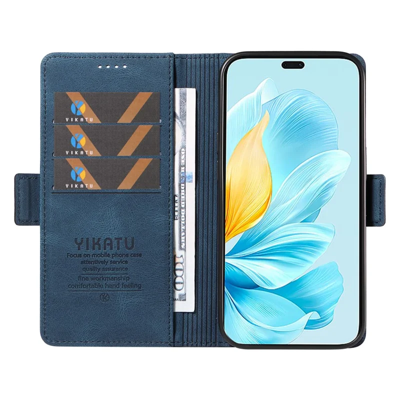 YIKATU YK-005 For Honor 200 Lite Case Card Holders Skin-Touch Leather Magnetic Clasp Phone Cover - Blue