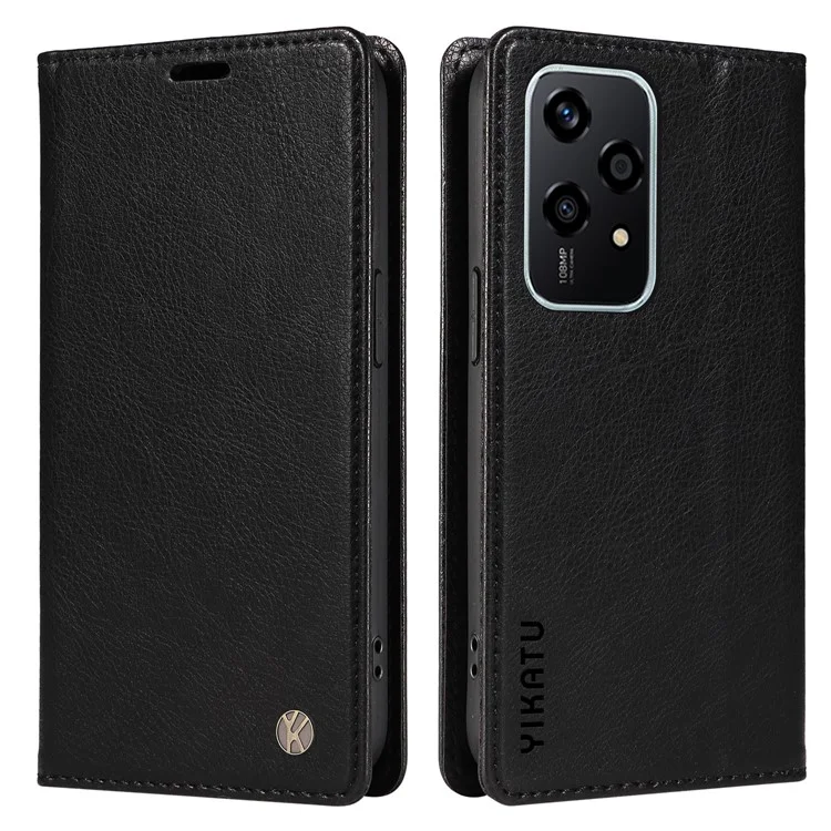 YIKATU YK-006 Pour Honor 200 Lite Wallet Case Litchi Texture Leather Magnetic Absorption Phone Cover - Noir