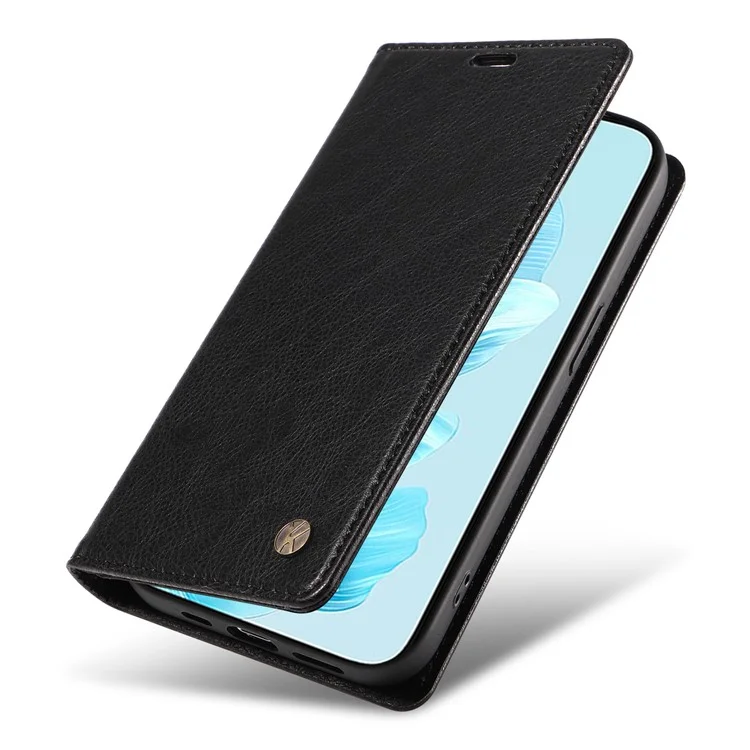 YIKATU YK-006 Pour Honor 200 Lite Wallet Case Litchi Texture Leather Magnetic Absorption Phone Cover - Noir