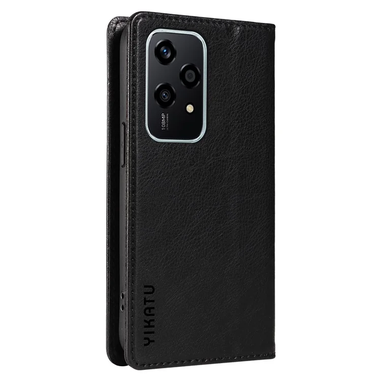 YIKATU YK-006 Pour Honor 200 Lite Wallet Case Litchi Texture Leather Magnetic Absorption Phone Cover - Noir