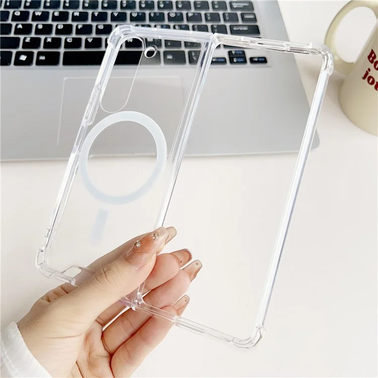 For Samsung Galaxy Z Fold6 5G Clear Case Acrylic Back Phone Cover Compatible with MagSafe