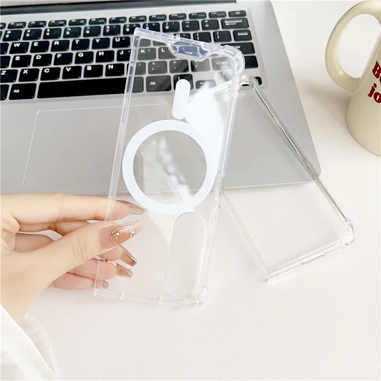 For Samsung Galaxy Z Fold6 5G Clear Case Acrylic Back Phone Cover Compatible with MagSafe