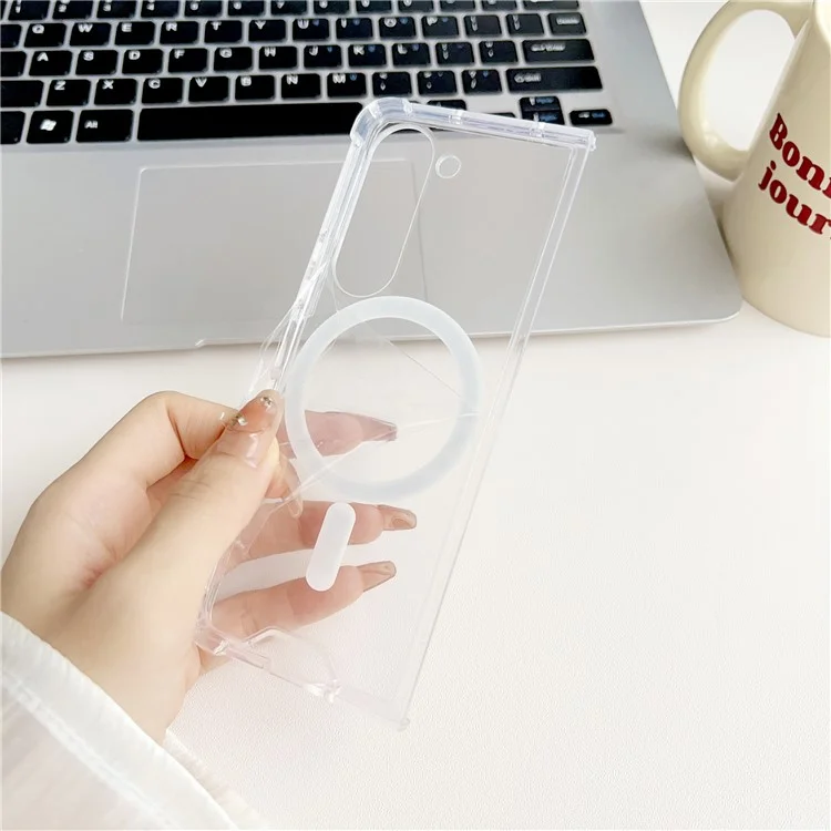 For Samsung Galaxy Z Fold6 5G Clear Case Acrylic Back Phone Cover Compatible with MagSafe