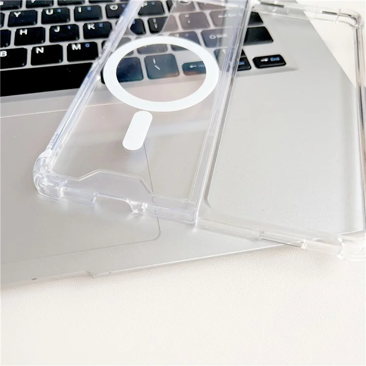 For Samsung Galaxy Z Fold6 5G Clear Case Acrylic Back Phone Cover Compatible with MagSafe