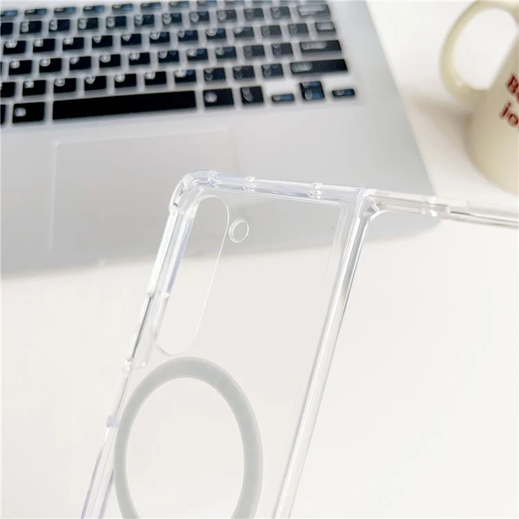 For Samsung Galaxy Z Fold6 5G Clear Case Acrylic Back Phone Cover Compatible with MagSafe