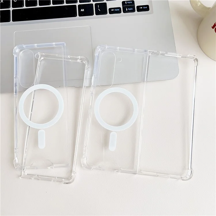 For Samsung Galaxy Z Fold6 5G Clear Case Acrylic Back Phone Cover Compatible with MagSafe