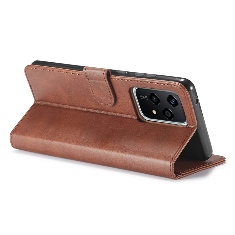 LC.IMEEKE For Honor 200 Lite Case Calf Texture Magnetic Clasp Stand Phone Cover - Brown