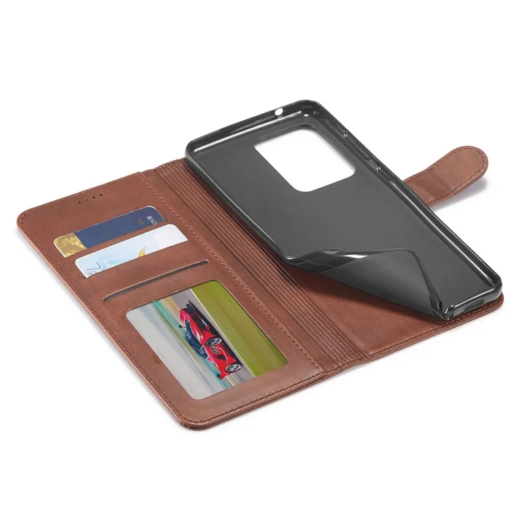 LC.IMEEKE For Honor 200 Lite Case Calf Texture Magnetic Clasp Stand Phone Cover - Brown