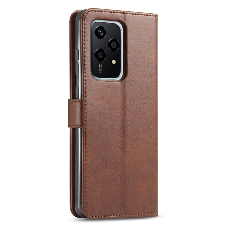 LC.IMEEKE For Honor 200 Lite Case Calf Texture Magnetic Clasp Stand Phone Cover - Brown