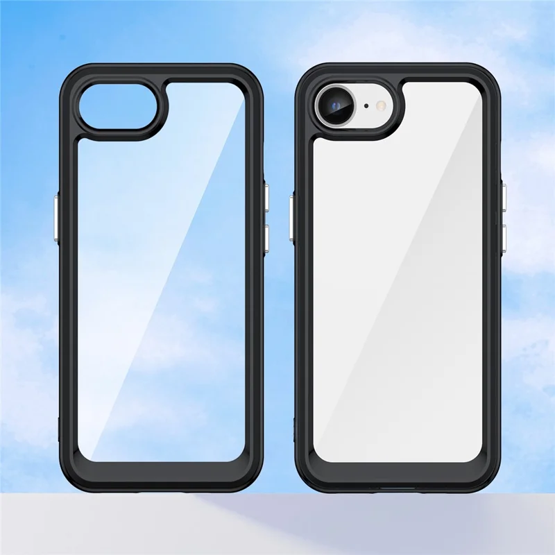 Per iPhone SE (2024) Clear Back Case Colorful Frame TPU+Acrylic Phone Cover - Black