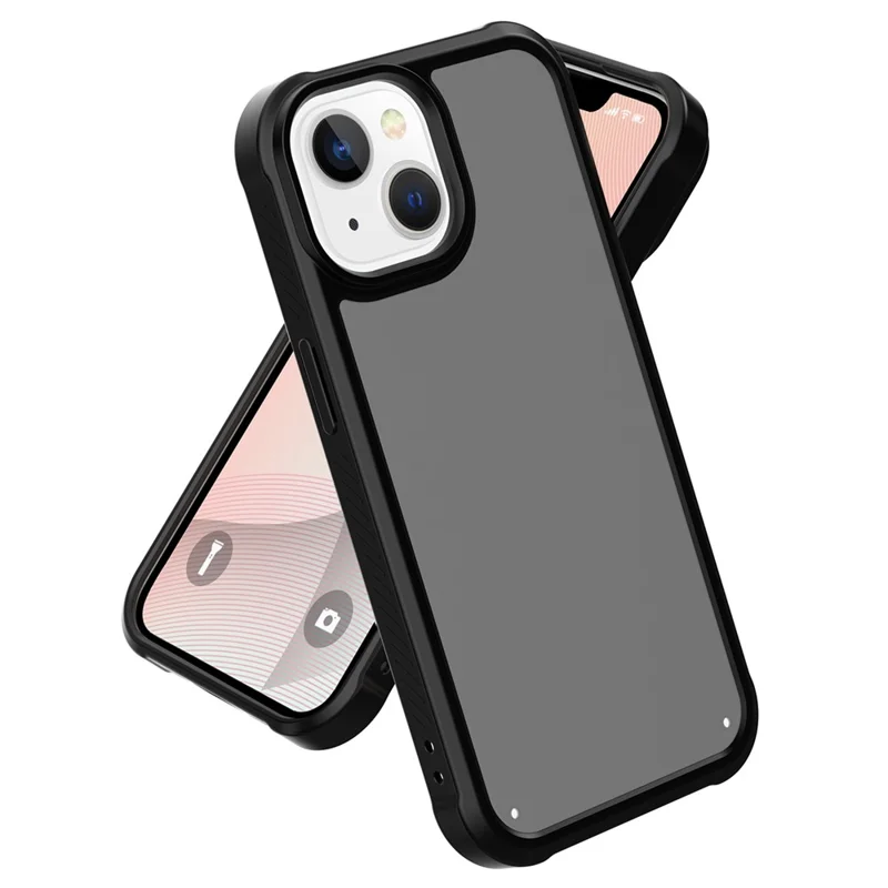 GW20 For iPhone 14 Plus Case TPU+PC Skin-Friendly Touch Matte Phone Cover - Black