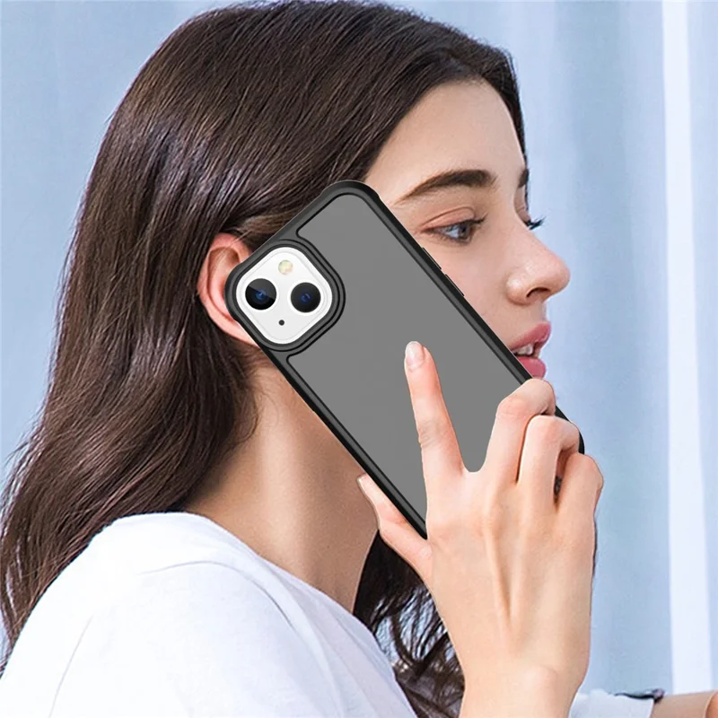 GW20 For iPhone 14 Plus Case TPU+PC Skin-Friendly Touch Matte Phone Cover - Black