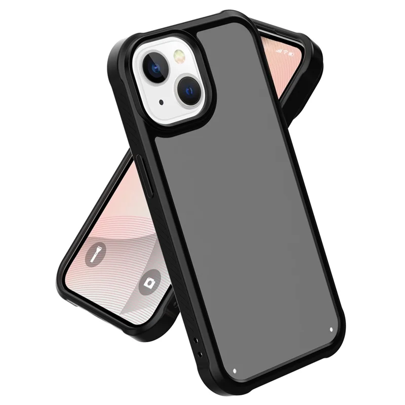 GW20 For iPhone 15 Plus Case TPU+PC Phone Cover Matte Finish Non-Slip - Black