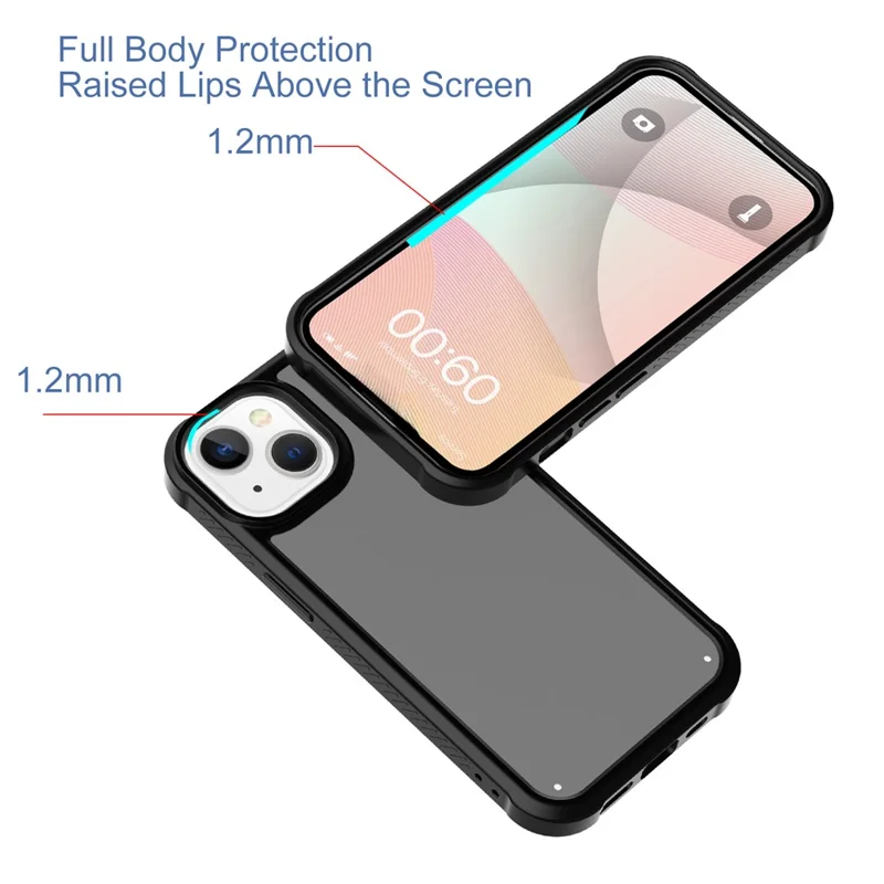 GW20 For iPhone 15 Plus Case TPU+PC Phone Cover Matte Finish Non-Slip - Black