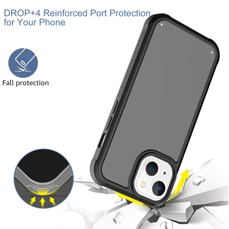 GW20 For iPhone 15 Plus Case TPU+PC Phone Cover Matte Finish Non-Slip - Black