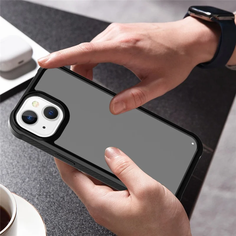 GW20 For iPhone 15 Plus Case TPU+PC Phone Cover Matte Finish Non-Slip - Black