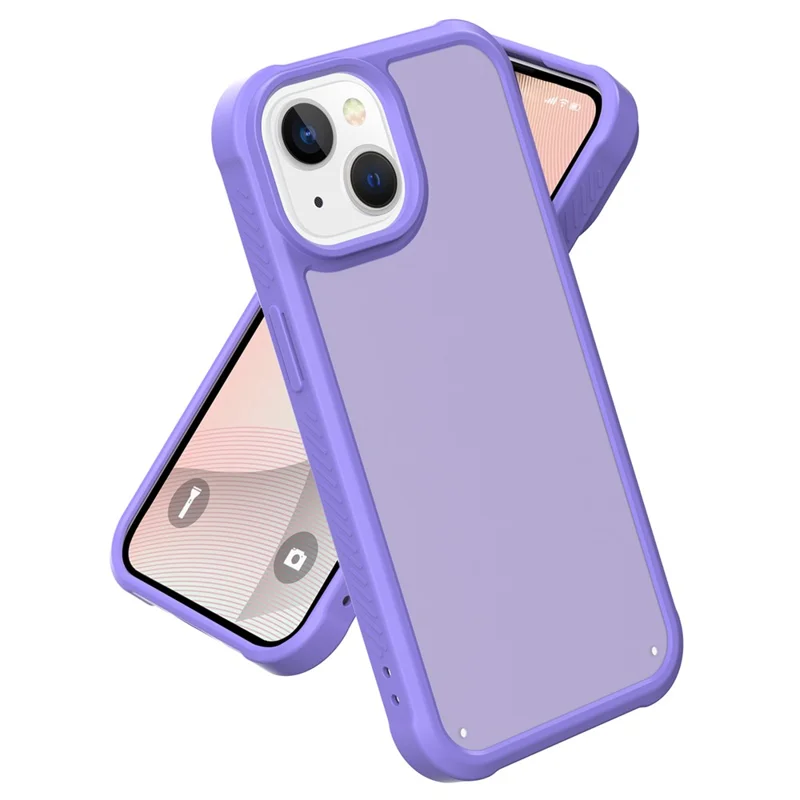 GW20 For iPhone 15 Plus Case TPU+PC Phone Cover Matte Finish Non-Slip - Light Purple