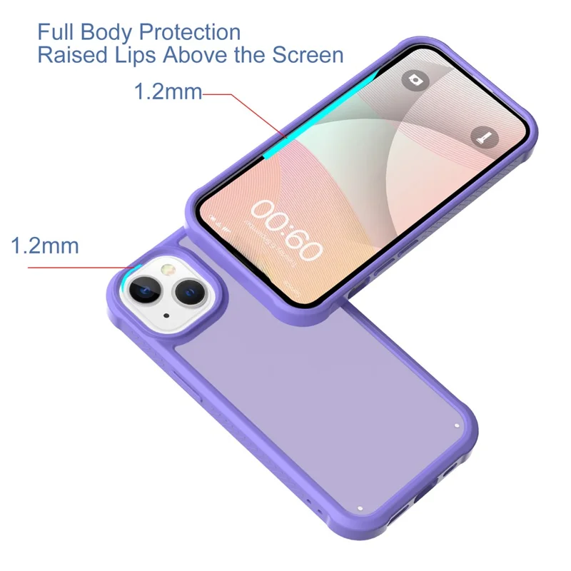 GW20 For iPhone 15 Plus Case TPU+PC Phone Cover Matte Finish Non-Slip - Light Purple