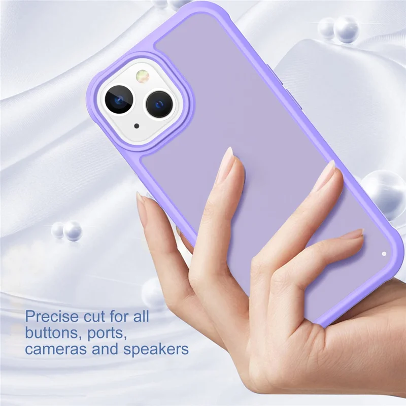 GW20 For iPhone 15 Plus Case TPU+PC Phone Cover Matte Finish Non-Slip - Light Purple