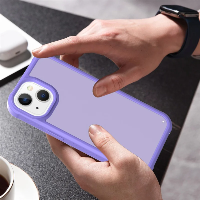 GW20 For iPhone 15 Plus Case TPU+PC Phone Cover Matte Finish Non-Slip - Light Purple