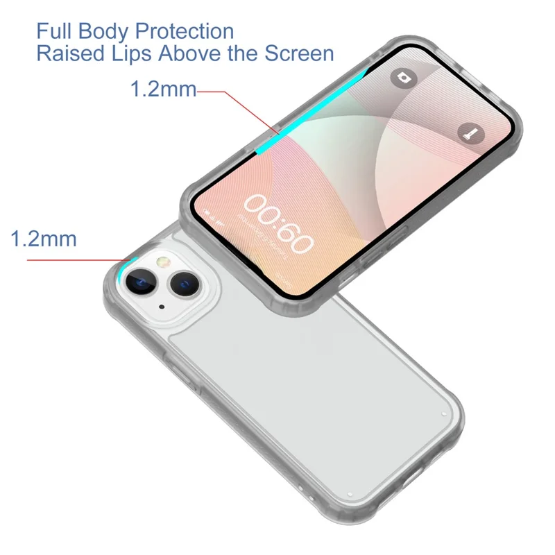 GW20 For iPhone 15 Plus Case TPU+PC Phone Cover Matte Finish Non-Slip - Transparent