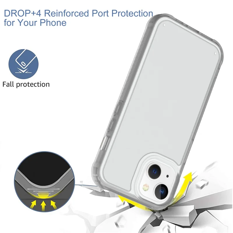 GW20 For iPhone 15 Plus Case TPU+PC Phone Cover Matte Finish Non-Slip - Transparent