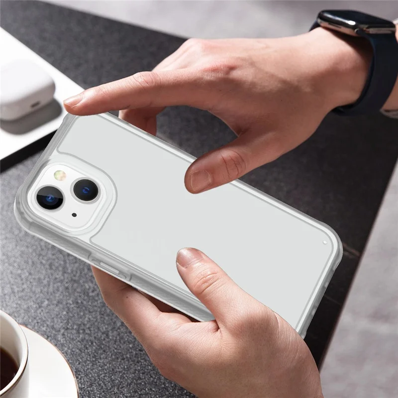 GW20 For iPhone 15 Plus Case TPU+PC Phone Cover Matte Finish Non-Slip - Transparent