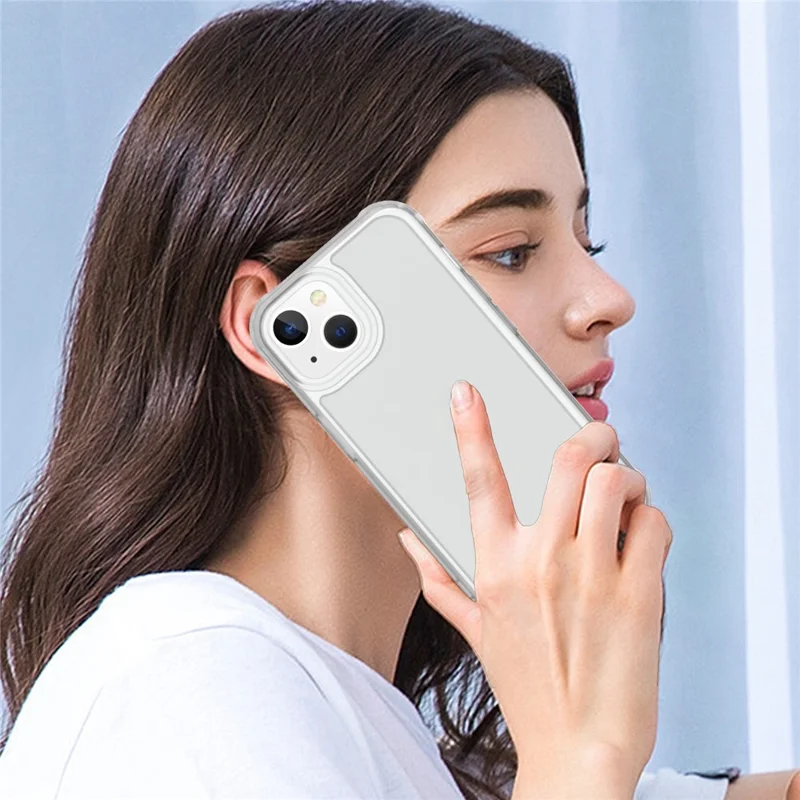 GW20 For iPhone 15 Plus Case TPU+PC Phone Cover Matte Finish Non-Slip - Transparent