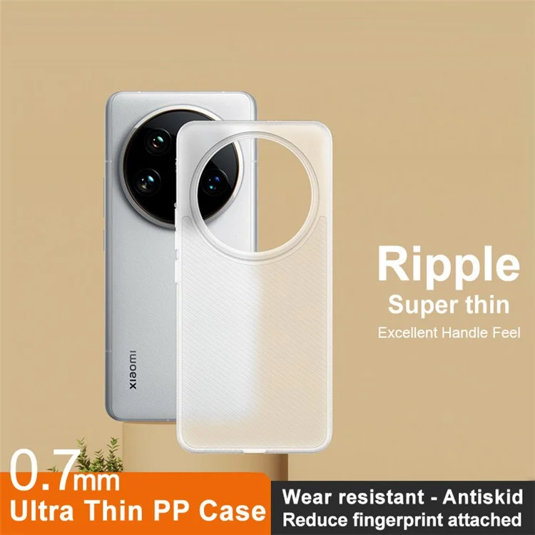 IMAK für Xiaomi 14 Ultra Handyhülle 0,7 mm Ultradünn Wellentextur PP Rückseite - Transparent Weiß