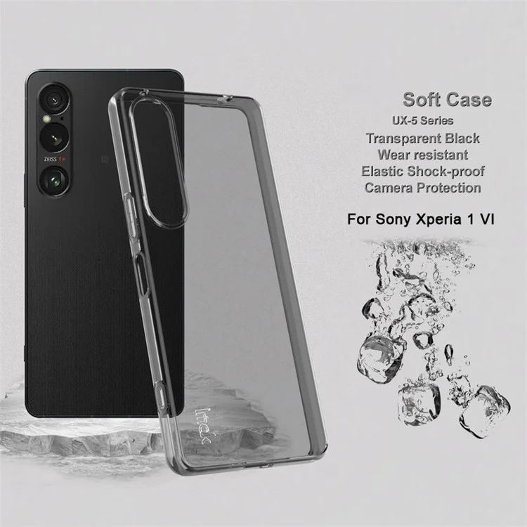 IMAK UX-5 Series Per Sony Xperia 1 VI Custodia Custodia Protettiva Soft TPU - Nero Trasparente