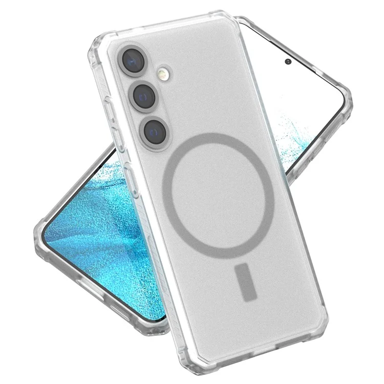 GW20 für Samsung Galaxy S24 Magnetische Hülle TPU+PC Matt Telefonabdeckung mit Linsenfilm - Transparent