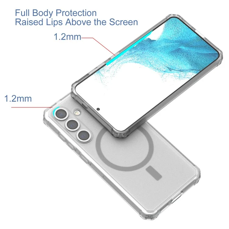 GW20 für Samsung Galaxy S24 Magnetische Hülle TPU+PC Matt Telefonabdeckung mit Linsenfilm - Transparent