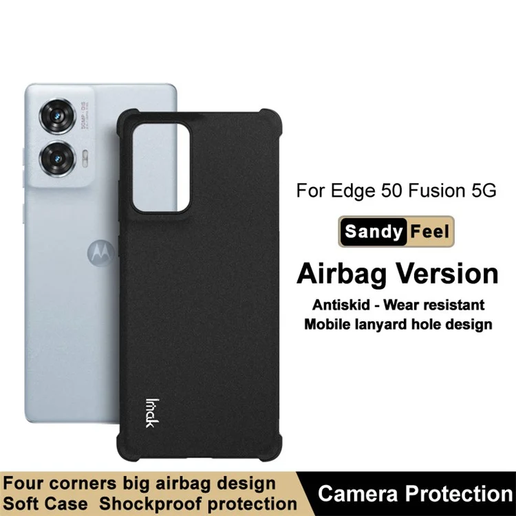 IMAK pour Motorola Edge 50 Fusion 5G Étui Coins renforcés Housse de téléphone en TPU mat - Noir