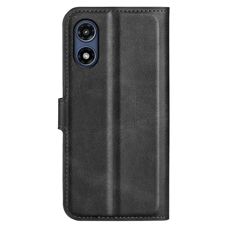 For Motorola Moto G Play (2024) 4G Case Card Slots Calf Texture Leather Wallet Phone Cover - Black