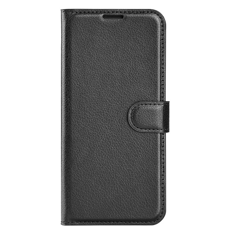 Para Motorola Moto G Play (2024) 4G Carteira Caso Textura Litchi Couro Telefone Capa - Preto