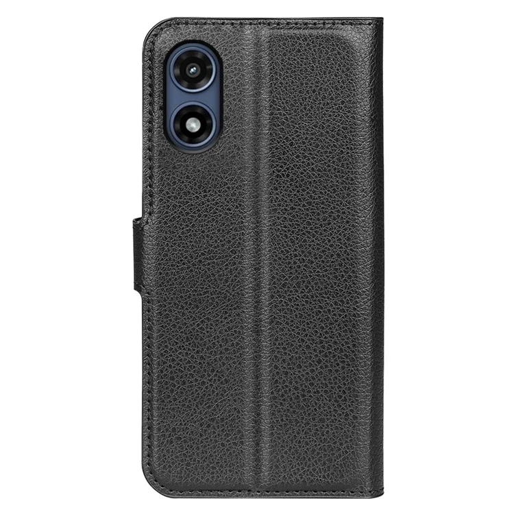 Para Motorola Moto G Play (2024) 4G Carteira Caso Textura Litchi Couro Telefone Capa - Preto