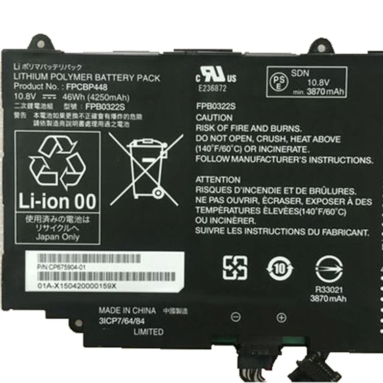 OEM FPCBP448 FPB0322S 10.8V 46WH / 4250mAh Battery Repair Part for Fujitsu Q775 / Q736 / Q737 CP675904-01