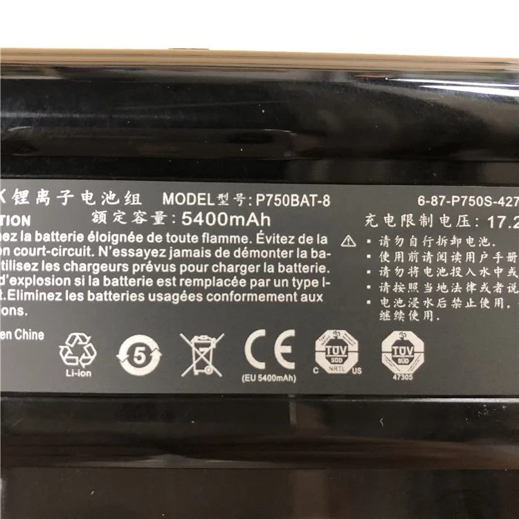 OEM 14.8V 82Wh 5400mah P750BAT-8 Pièce de Réparation de Batterie Pour Clevo P750ZM P751ZM P770ZM P771ZM NP9772