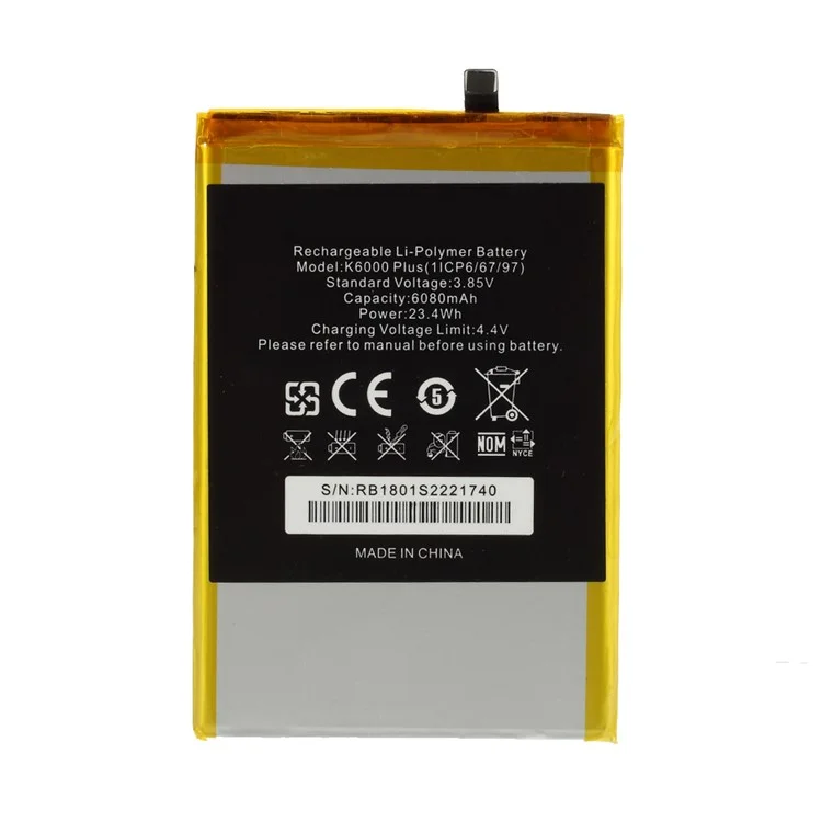 3.85V 6080MAH 23.4Wh Remplacement De La Batterie Pour Oukitel K6000 Plus