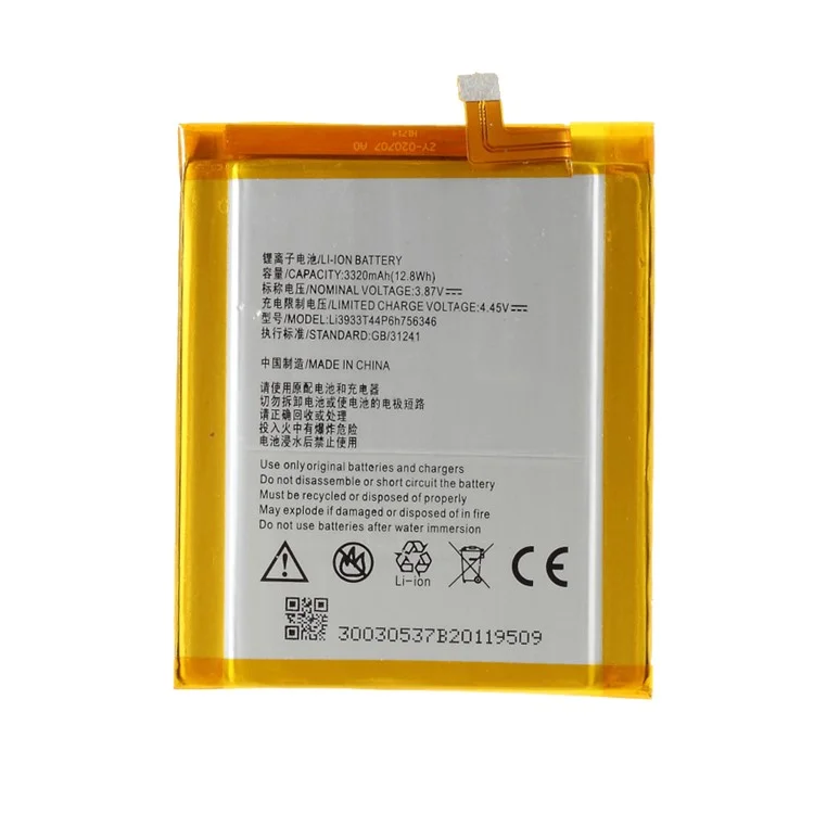 Asamblea Li3933t44p6h756346 3.87V 3320mah 12.8wh Parte de Reparación de Batería Para ZTE Axon 7 / Axón 7s / A2017 / A2017G / A2017U / A2018