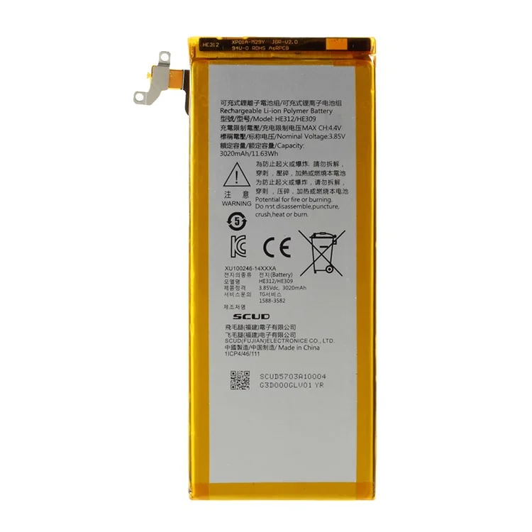 Assemblaggio 3.85V 3020mAh 11.63Wh Sostituzione Della Batteria (senza Logo) Per Sharp Z3 L900S FS8009 HE312 / HE309