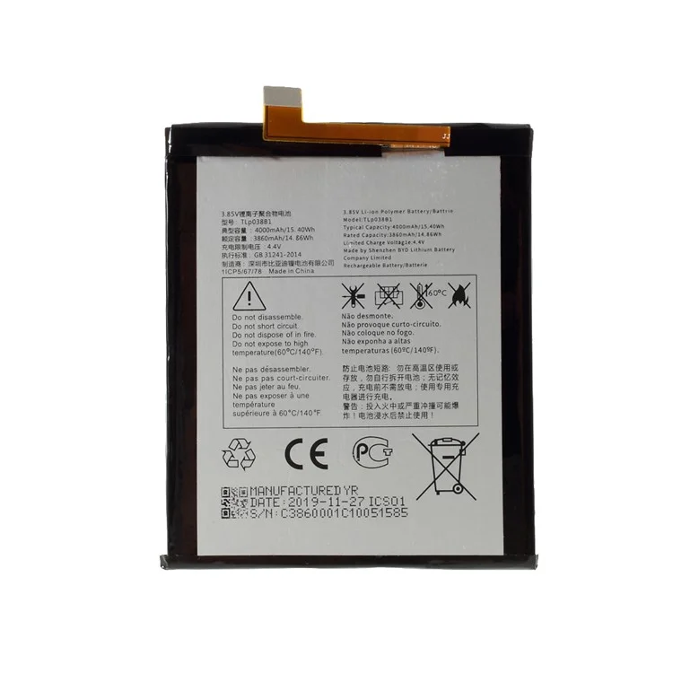 Assemblaggio 3.85V 3860mAh 14.86Wh Sostituzione Della Batteria (senza Logo) Per Alcatel One Touch 5090Y 7071D