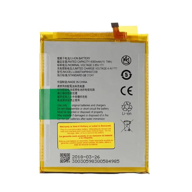 Asamblea 3.85V 4080mAh 15.7Wh Reemplazo de la Batería (sin Logotipo) Para ZTE Blade ZMAX Z MAX Z982