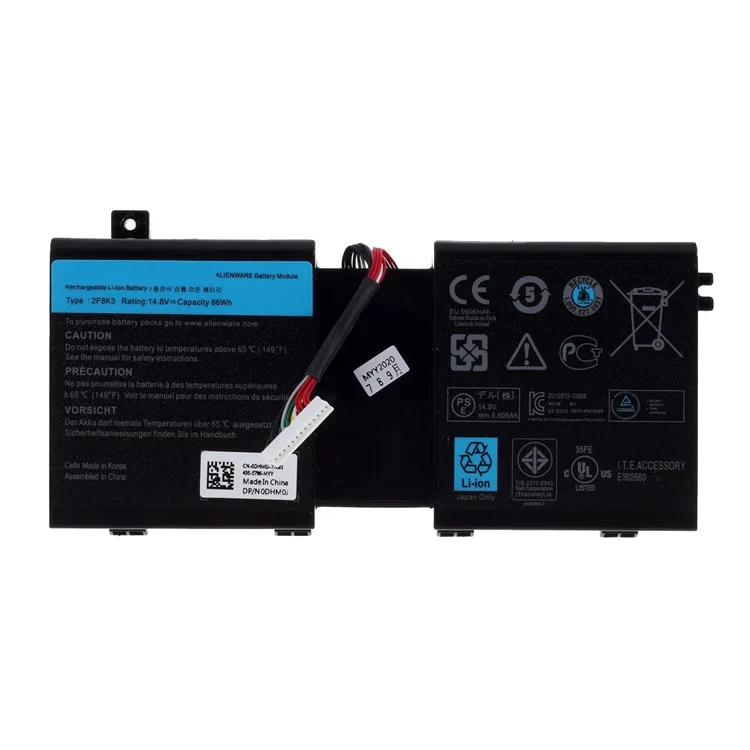 OEM 2F8K3 14.8V 86Wh 5606mAh Pièce de Réparation de Batterie Pour Dell Alienware 17 17x 18 18x M18X M17X