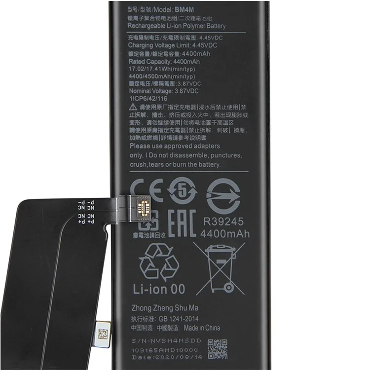 BM4M 3.87V 4400mAh Battery Replacement for Xiaomi Mi 10T Pro 5G
