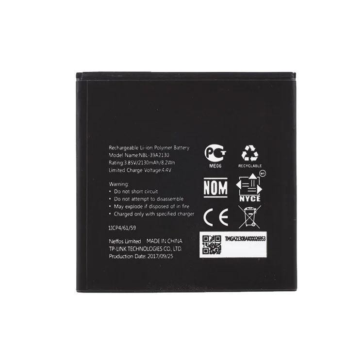 Batteria di ricambio da 3,8 V 2130 mAh per TP-Link Neffos Y5 / TP802A (codice: NBL-39A2130) 
