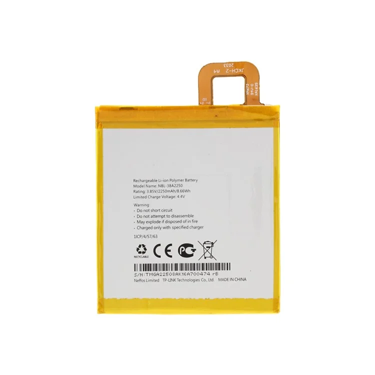 Reemplazo De La Batería Del Montaje 3.85V 2250mAh (CODE: NBL-38A2250) Para TP-LINK NEFFOS X1 (32 GB) TP902A