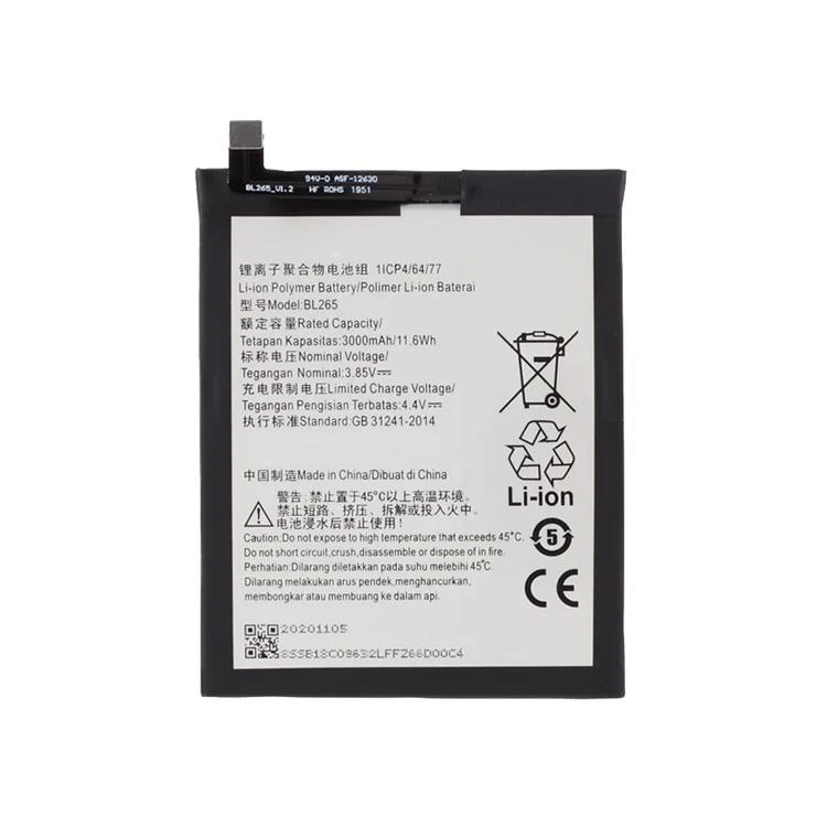 Assembly 3.85V 3000mAh Battery Replace Part (Encode: BL265) for Lenovo Moto M XT1662/XT1663